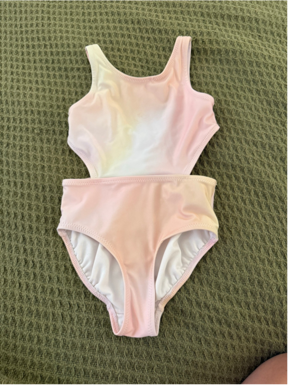 Girls Gap One Piece Swimsuit XS Pink White Cutout